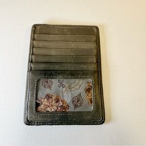 HOBO Carte Leather Card Case Wallet - Distressed Grey / Taupe